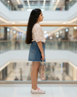 White cotton Floral Printed Blouse for Girls