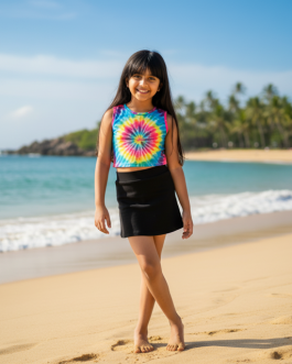 Rainbow Tie-Dye Cotton Blend Crop Top